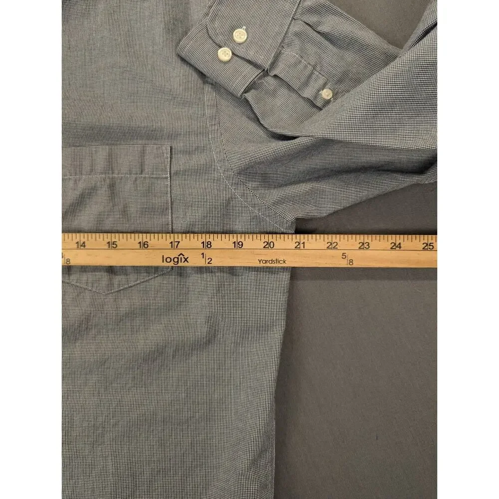 Banana Republic Shirt Mens Medium Blue Micro-Check Long Sleeve Slim Button Down